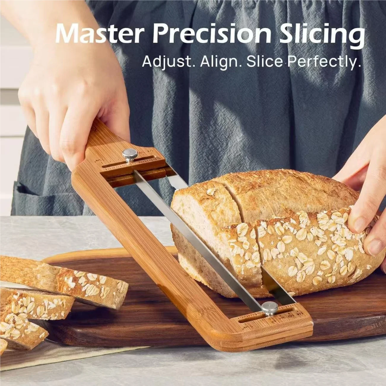 

Bow Bread Cutter Manual Bread Slicer Wooden Bread Knife Adjustable/Non-adjustable Kitchen Portable Bread Cutting Slicer Tool