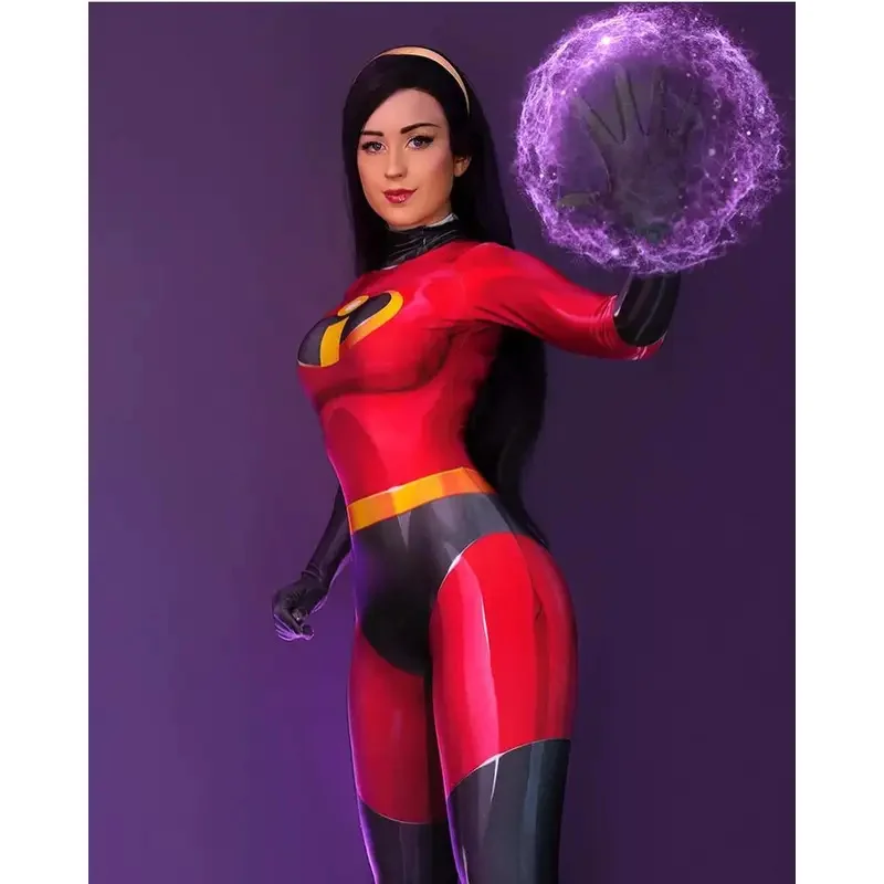 Halloween Elastigirl Cosplay Costume The Incredibles 2 Superhero Zentai Bodysuit Female Jumpsuits Adult Kids