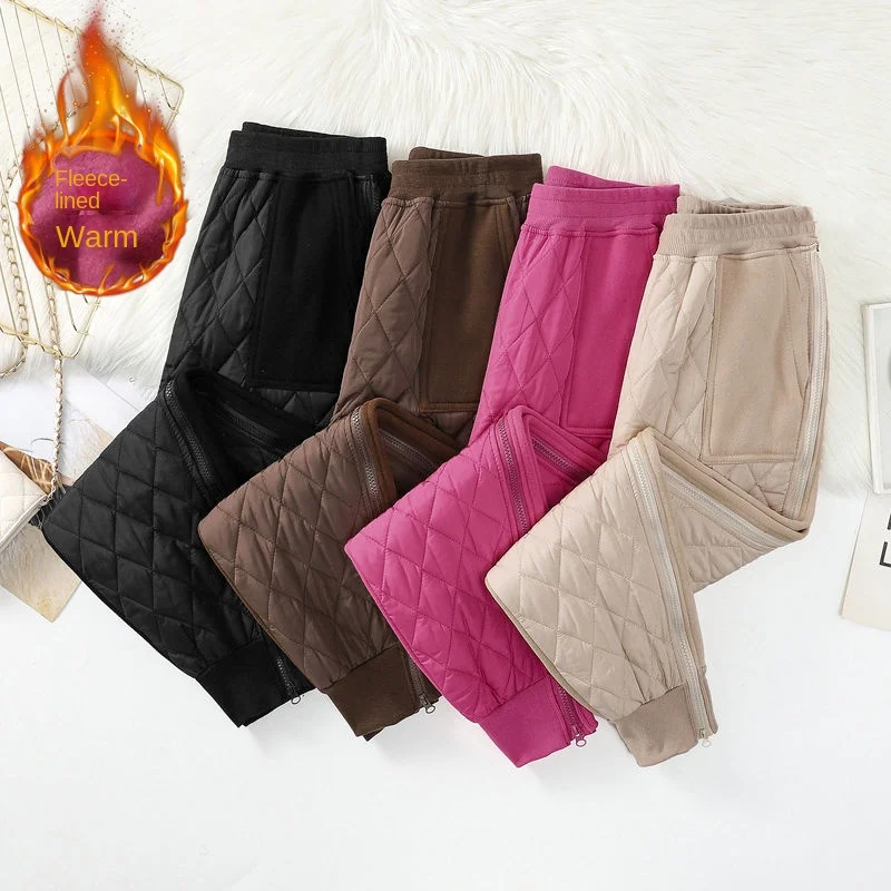 Winter Cotton Padded Bloomers Pants Women Thicken Warm Baggy Pantalones High Waist Harem Pant 4xl Harem Joggers Trouser For 60kg