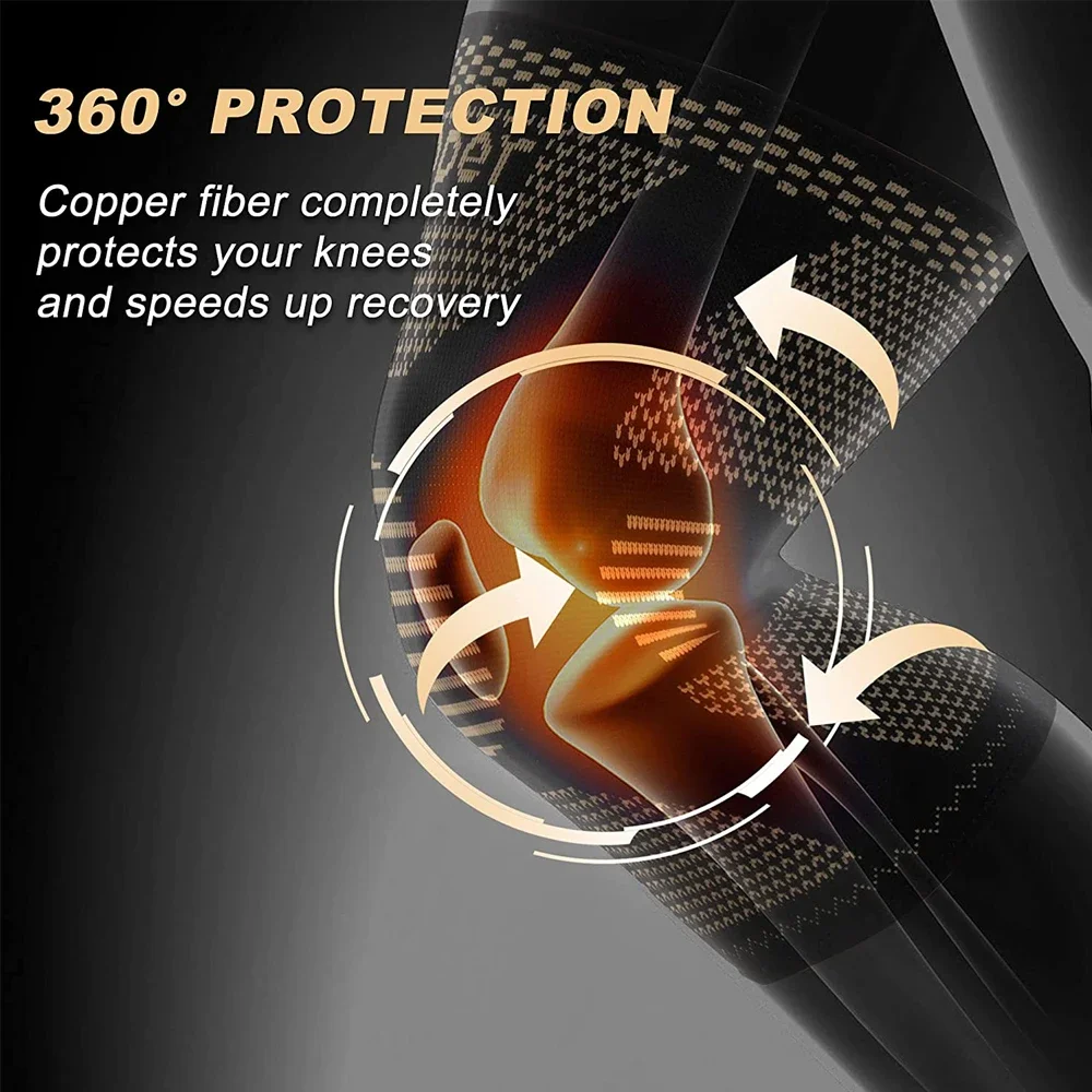 1Pcs Copper Knee Sleeve for Arthritis Pain,Support - Copper Knee Brace Compression for Women Men,Knee Pain Relief,Workout,Sports