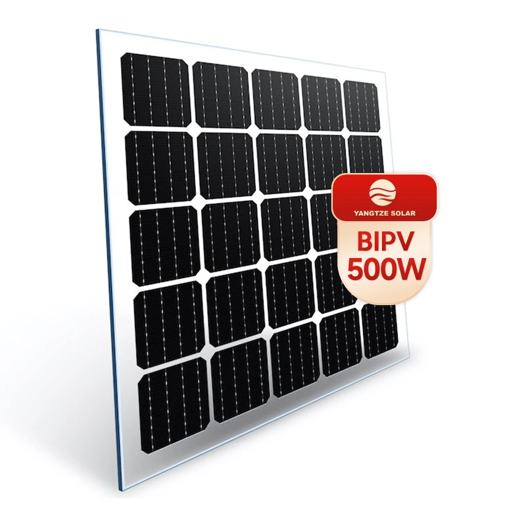 500W Bipv Modules Frameless 50% Fully Transparent Halfcut Solar Panel Ink With Double Glass Face All Black