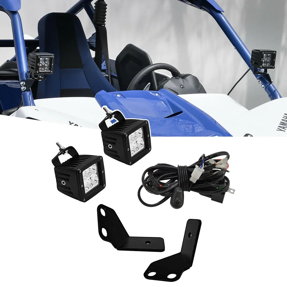 

Front Side Pillar Mounting Brackets and 3 Inches LED Cube Light Pod with Wiring Kit Fits Yamaha YXZ 1000R 2016-2024