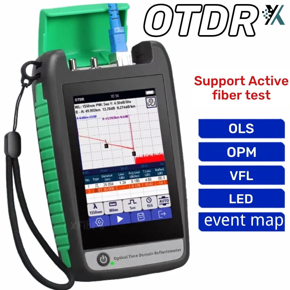 AUA-18/161U/A OTDR, 7-in-1 Optical Time Domain Reflectometer, Active Fiber Testing with OLS/OPM/VFL/LED/Event Map