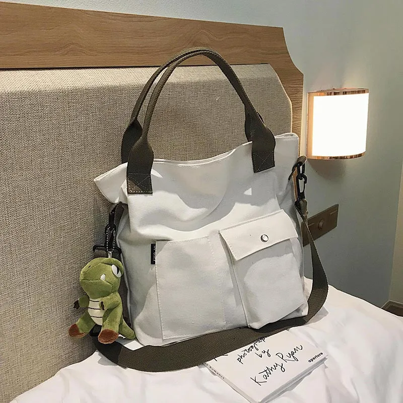 

Canvas Big Bag Handbag New Han Edition 2022 Students Hand-held Tote Bag Bag Shoulder Inclined Shoulder Bag