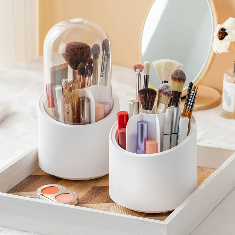 

Rotating Makeup Brush Storage Box Portable Multifunction Dust Proof Desktop Organizer Lipstick Shadow Cosmetic Holder