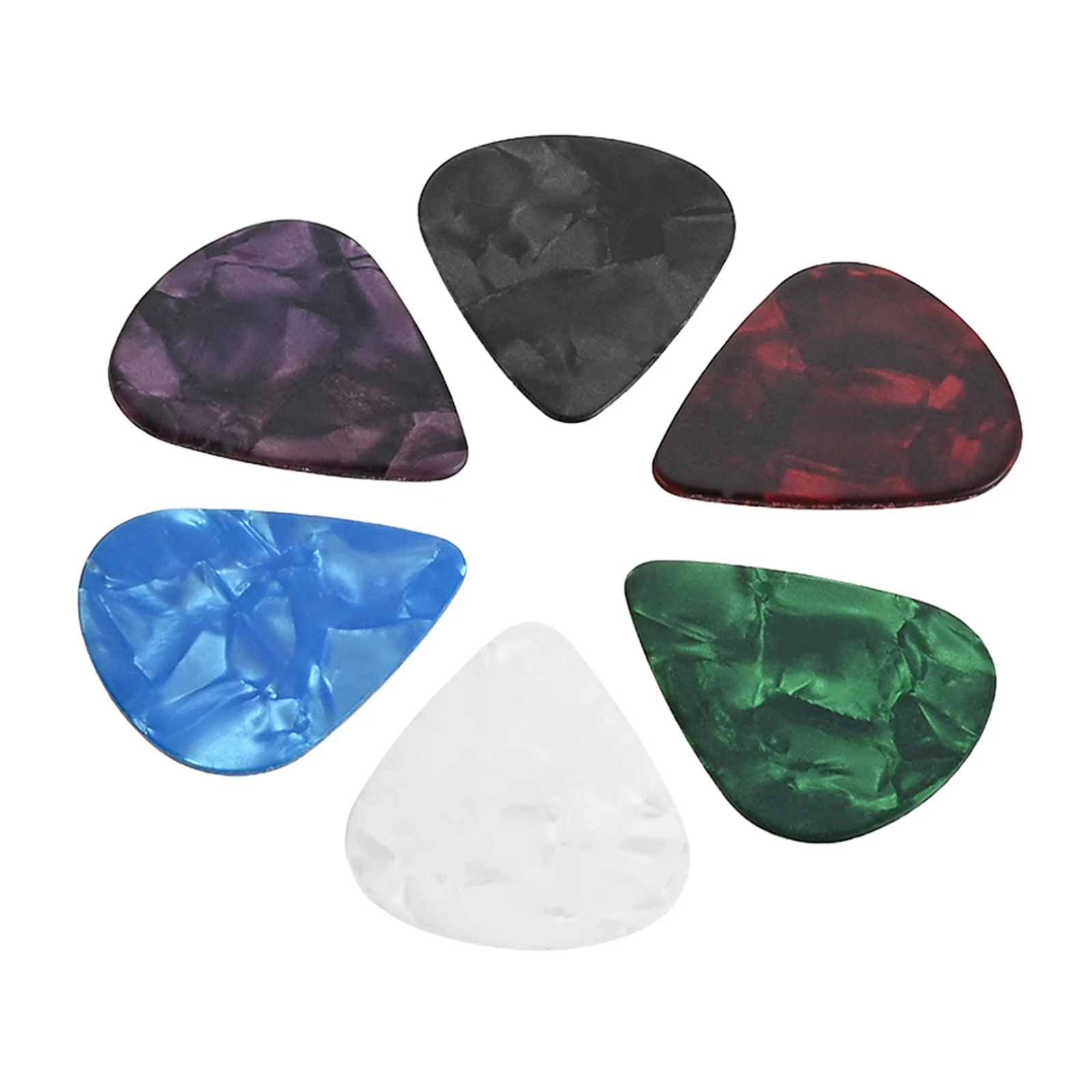 

6pcs/Set Celluloid Picks in 6 Thicknesses Variety Colorful for Bass, Ukulele, Acoustic or Electric Guitar Ultra Thin Durable
