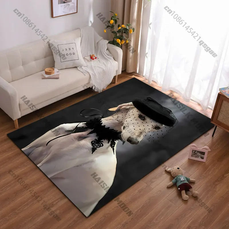 Elegant dog wearing fancy attire carpet Yoga living room room decor children's crawling mat doormat area rug games mat