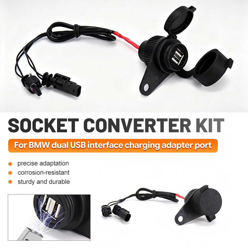 Dual USB Charger Plug Socket Power Adapter Motorcycle For BMW R1200GS R1250GS Motorcycle Outlet Converter Kit USB Adapter