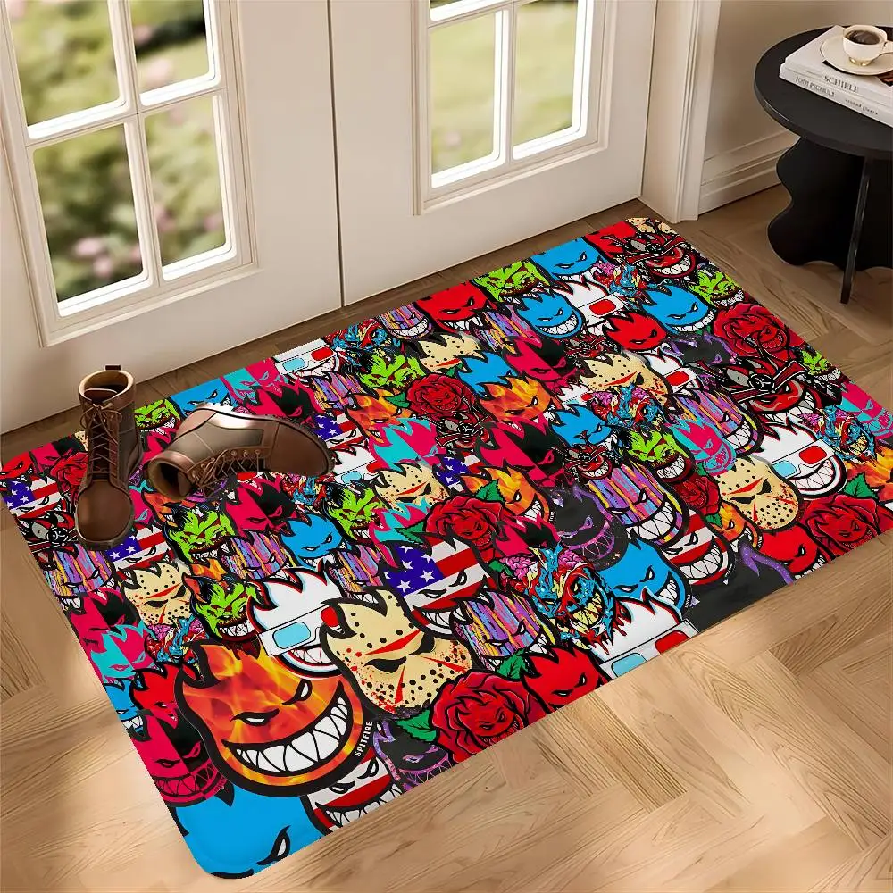S-Spit F-Fires Logo Floor Mat Cheaper Anti-slip Modern Living Room Balcony Printed Bedside Mats
