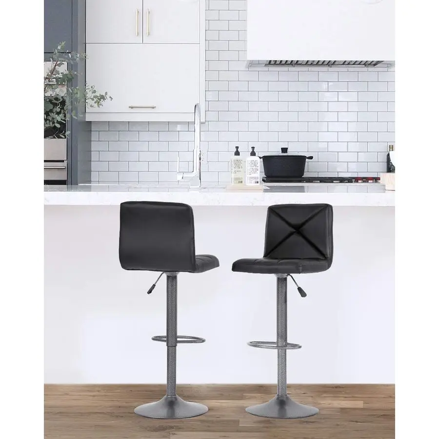 

Set of 2 Bar Stools Modern Height Adjustable Swivel Barstools Counter Height Swivel Stool PU Leather Hydraulic Chair Bar Stools
