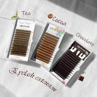 ABONNIE C CC D Curl Extensiones de pestañas marrones naturales Extensiones de pestañas marrones oscuras clásicas suaves de cachemira