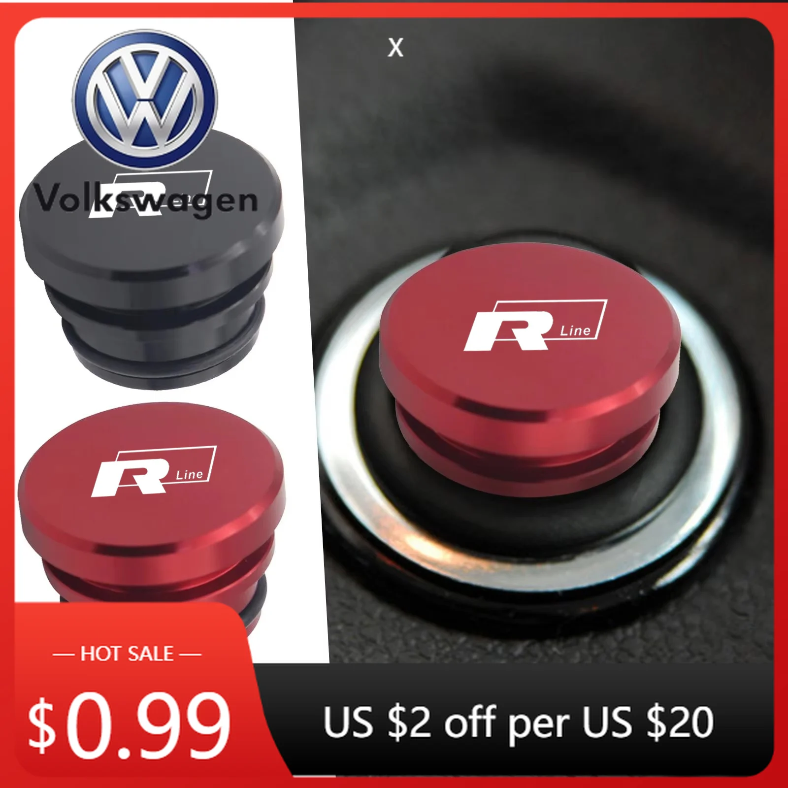 

2026 Hot VOLKSWAGEN For Volkswagen R Line MK7 Polo Tiguan Jetta Golf Passat Touareg Universal Car Cigarette Lighter Plug Cover M