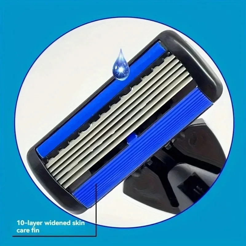 6-layer Razor Blade, Men's Stainless Steel Blade, Classic Water Washed Razor, Sharp Blade for Clean Shaving