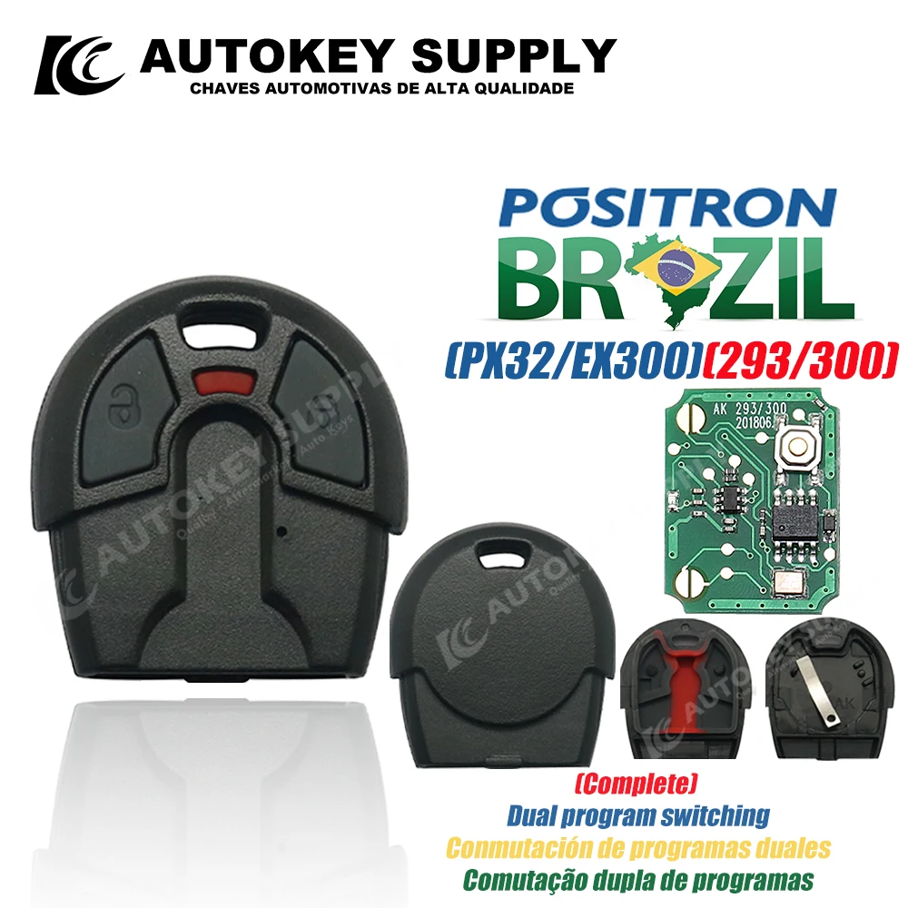 

For Brazil Positron Flex (PX52) Fiat Alarm System, Remote Key - Double Program (293/300) AutokeySupply AKBPCP101