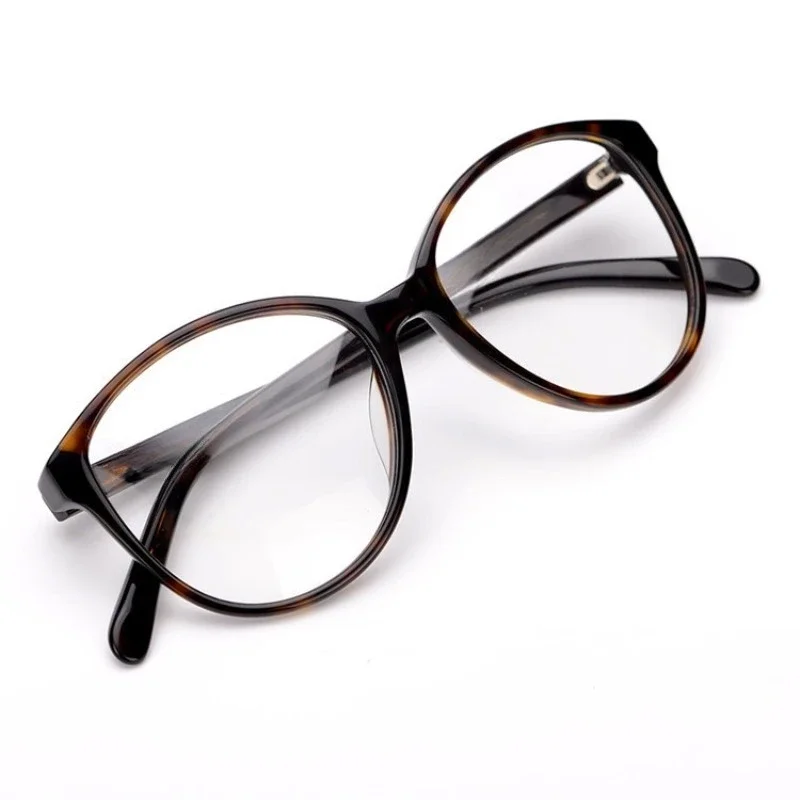 

Handmade male and female black frame myopia glasses frame, retro plate plain small face shape plain face tortoiseshell