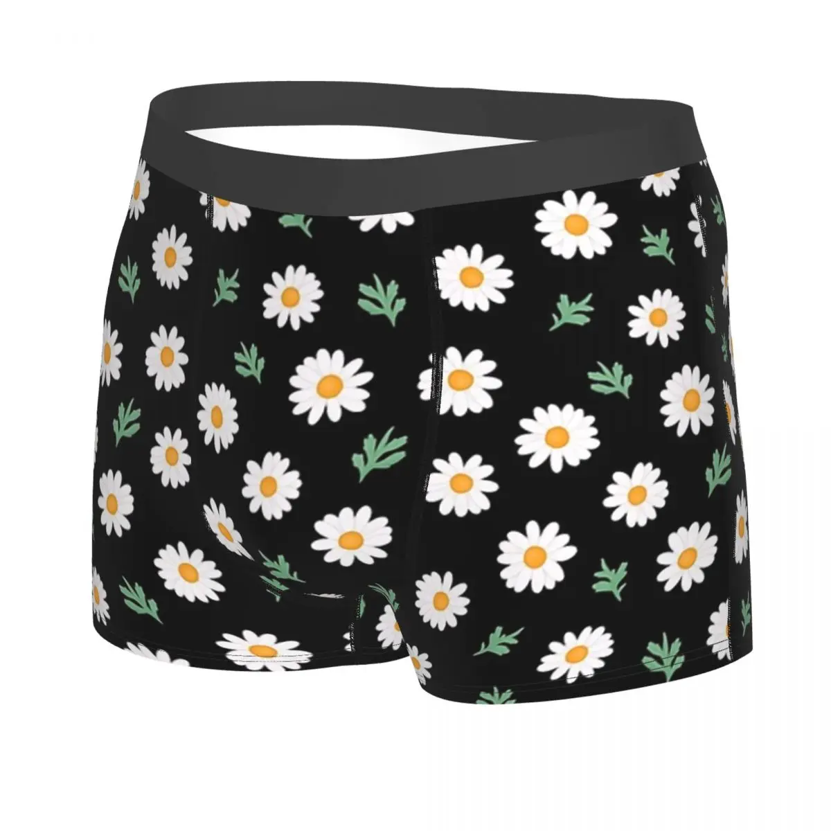 ボクサーパンツ ショーツ デイジー柄 黒パンティー メンズ ソフト下着 オム 男性 彼氏へのギフト