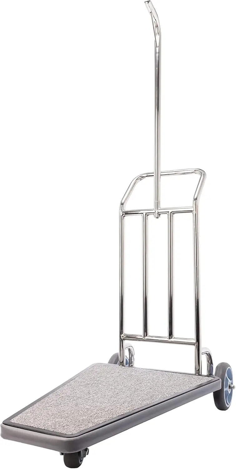 Valet Single Nesting Luggage Cart - 3 Wheel Stainless Steel Bellman Cart - Condo Cart Great for Convention Centers, Hotels, Rent