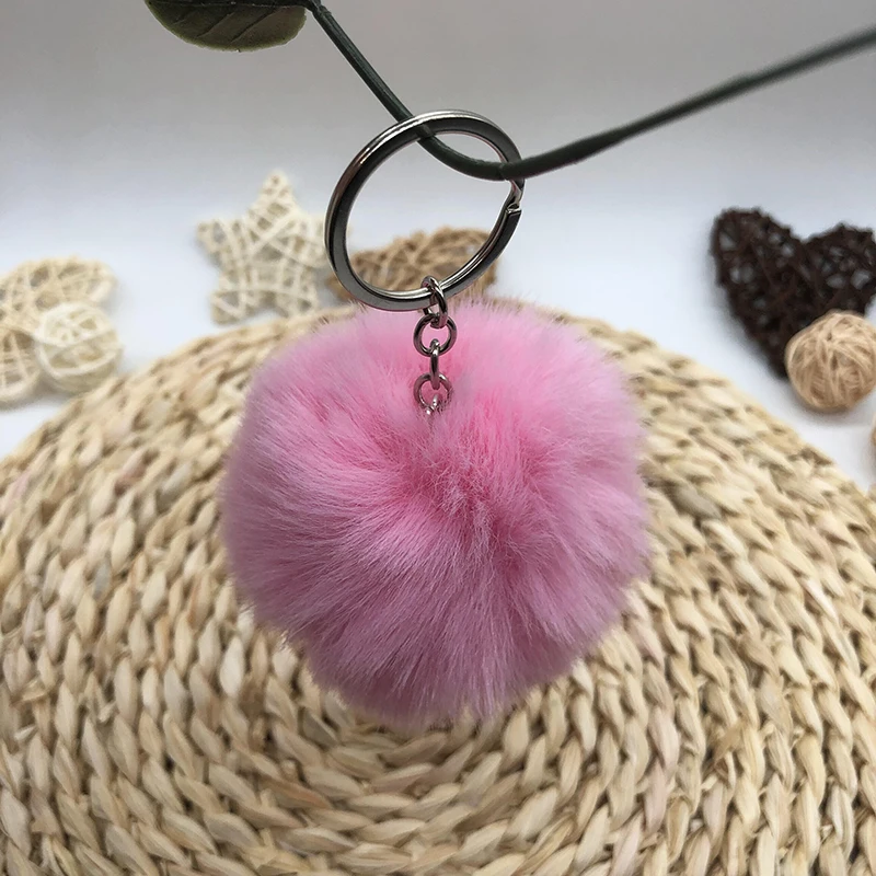 Wholesale Multicolor Furry Pom Pom Keychain, Fun Gift