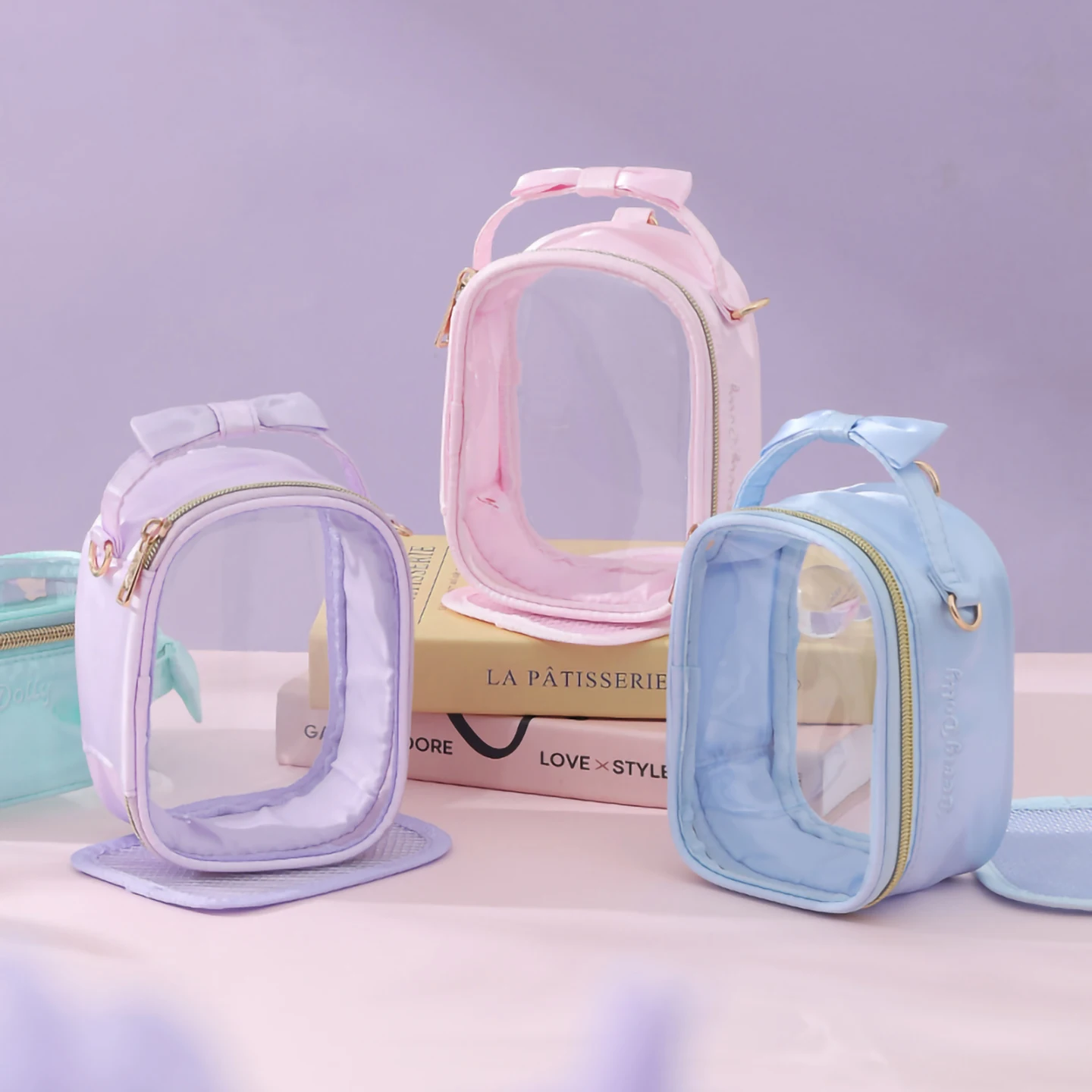 LIBOER милая сумка с бантом Ita со съемной пластиной-вставкой, двойная прозрачная сумка-мессенджер с окнами, женская маленькая сумка через плечо