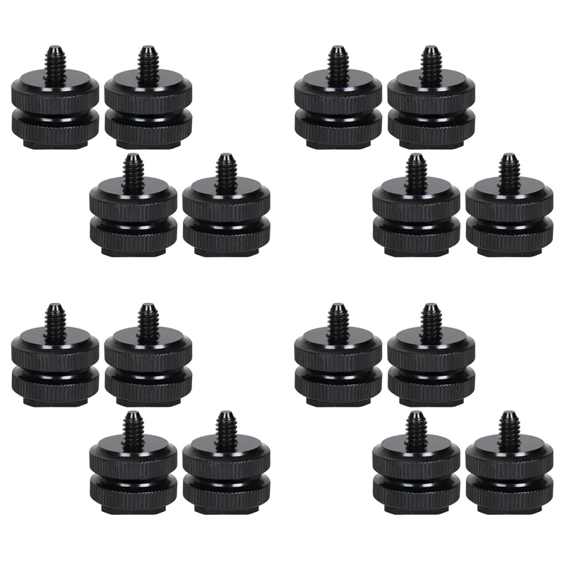 Suporte de sapata para câmera AAAEL para adaptador de parafuso de tripé de 1/4 polegadas-20, montagem de sapata flash para equipamento de câmera DSLR (pacote com 16)