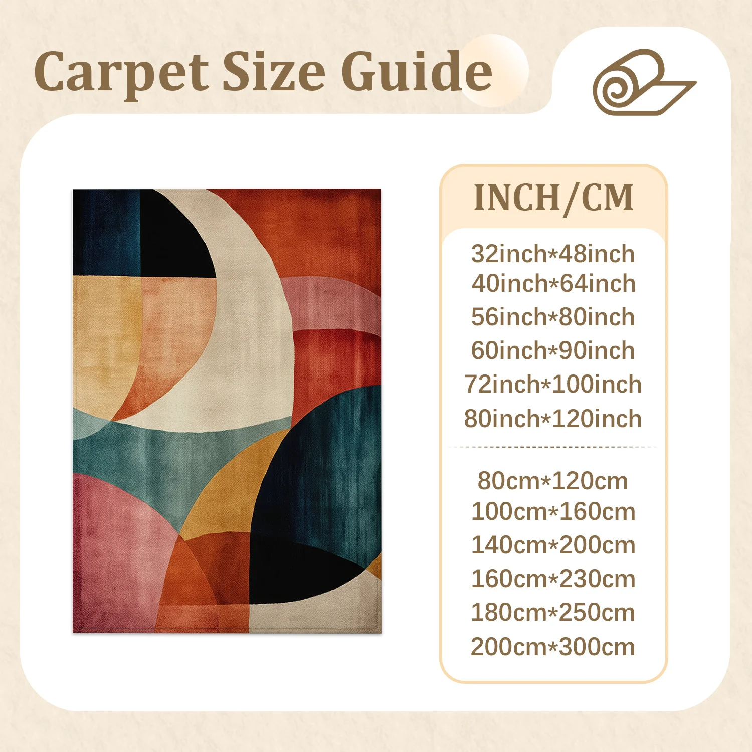 Large Indoor Area Rug, Soft Velvet Low Pile with Non-Slip Dotted Backing, Machine Washable, Mid-Century Modern Geometric Abstract in Warm Terracotta, Teal, Blush & Cream, Great for Living Room, Bedroom Home Decor