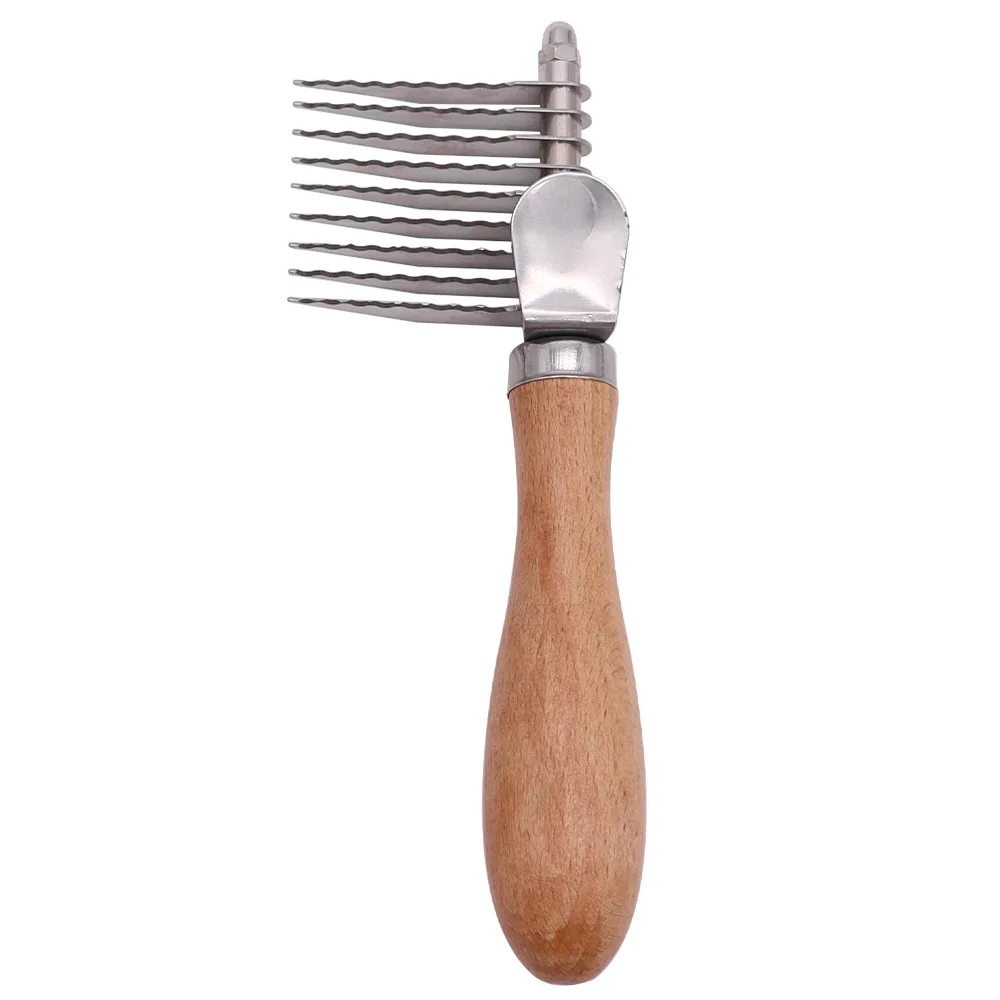 

Wooden Handle Pet Detangling Comb - Dog Cat Hair Knot Remover Brush! Anti-Static Metal Teeth Grooming Tool for Matted Fur!