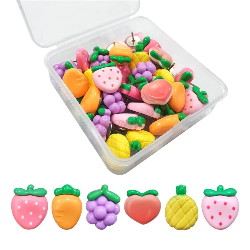 30 peças alfinetes decorativos de morango, uva, abacaxi