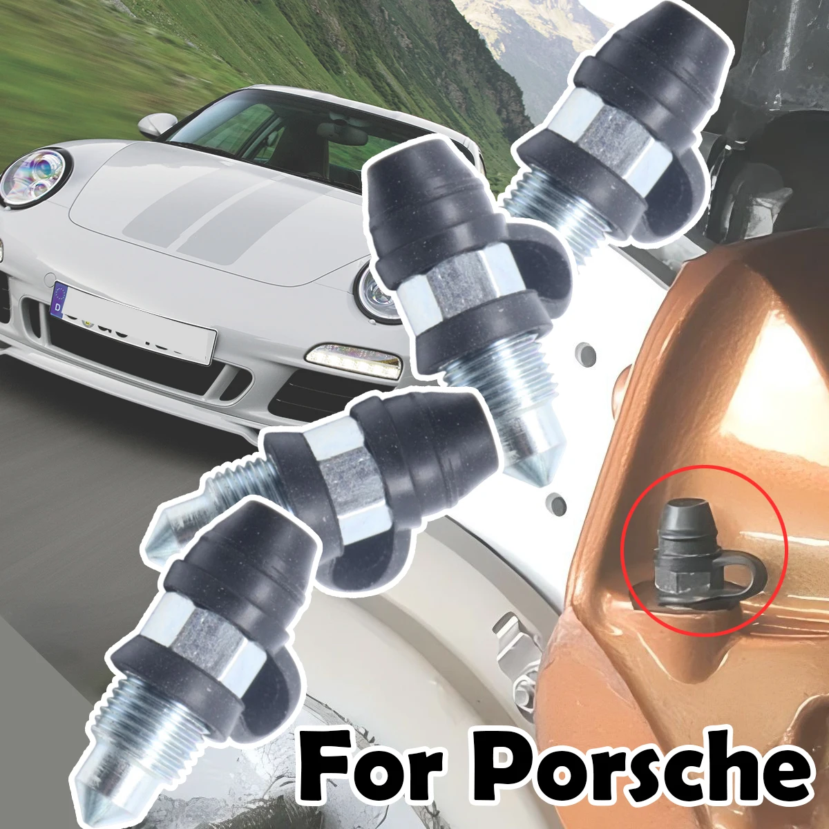 

Front Bleeder Valves and Rubber Dust Caps Left Right Caliper Bleed Nipple Screw Repair Kit For Porsche 911 Boxster 986 Cayman