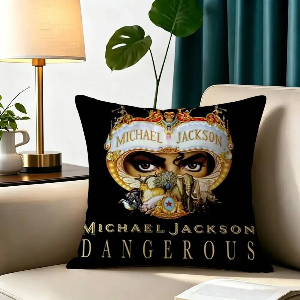 Dance King M-Michael J-Jackson-es  Square Double-Sided printed Pillow Case Bedroom Bedside Pillow Sofa Cushion Cover
