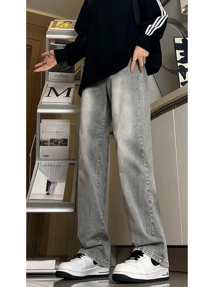 

Cement ey Men's Casual Jeans High Waist Straight Leg Spring Summer Autumn Wear Resistant Stretch Denim Jeans