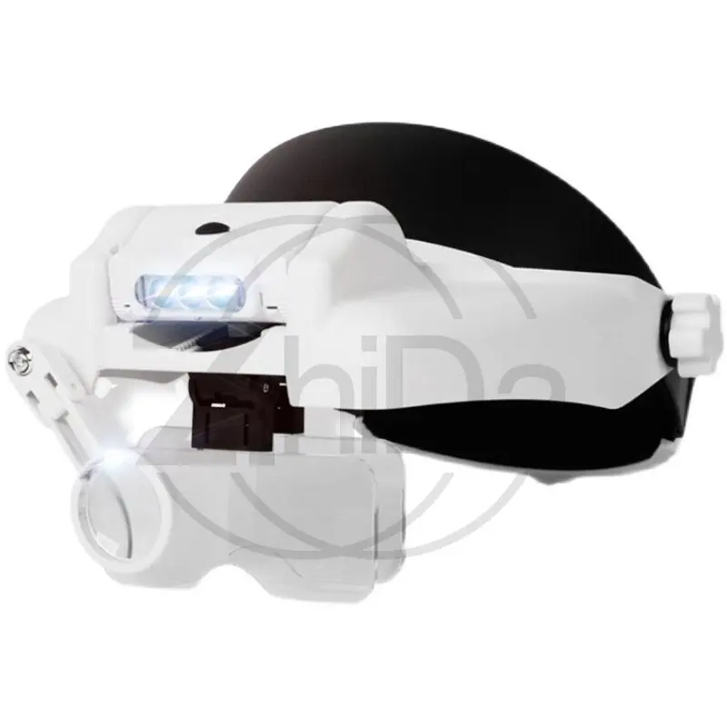 HD Head-mounted LED Magnifier, Hands Free Magnifying Glass for Repairing, Reading, Micro Carving, Phone Observation