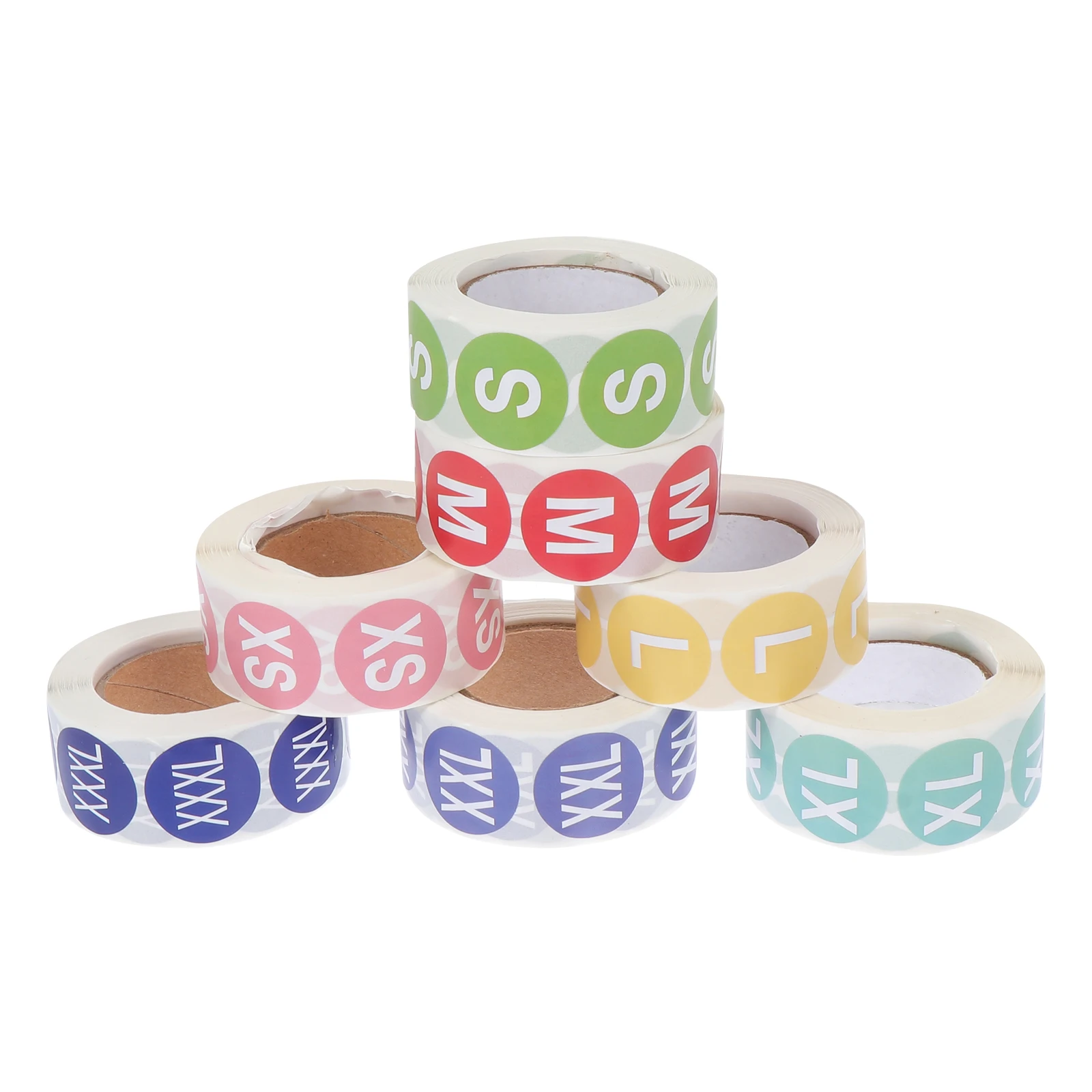 7pcs 7 Rolls Size Sticker Labels Transparent Adhesive Round Self adhesive Clothing Tag Folder Label