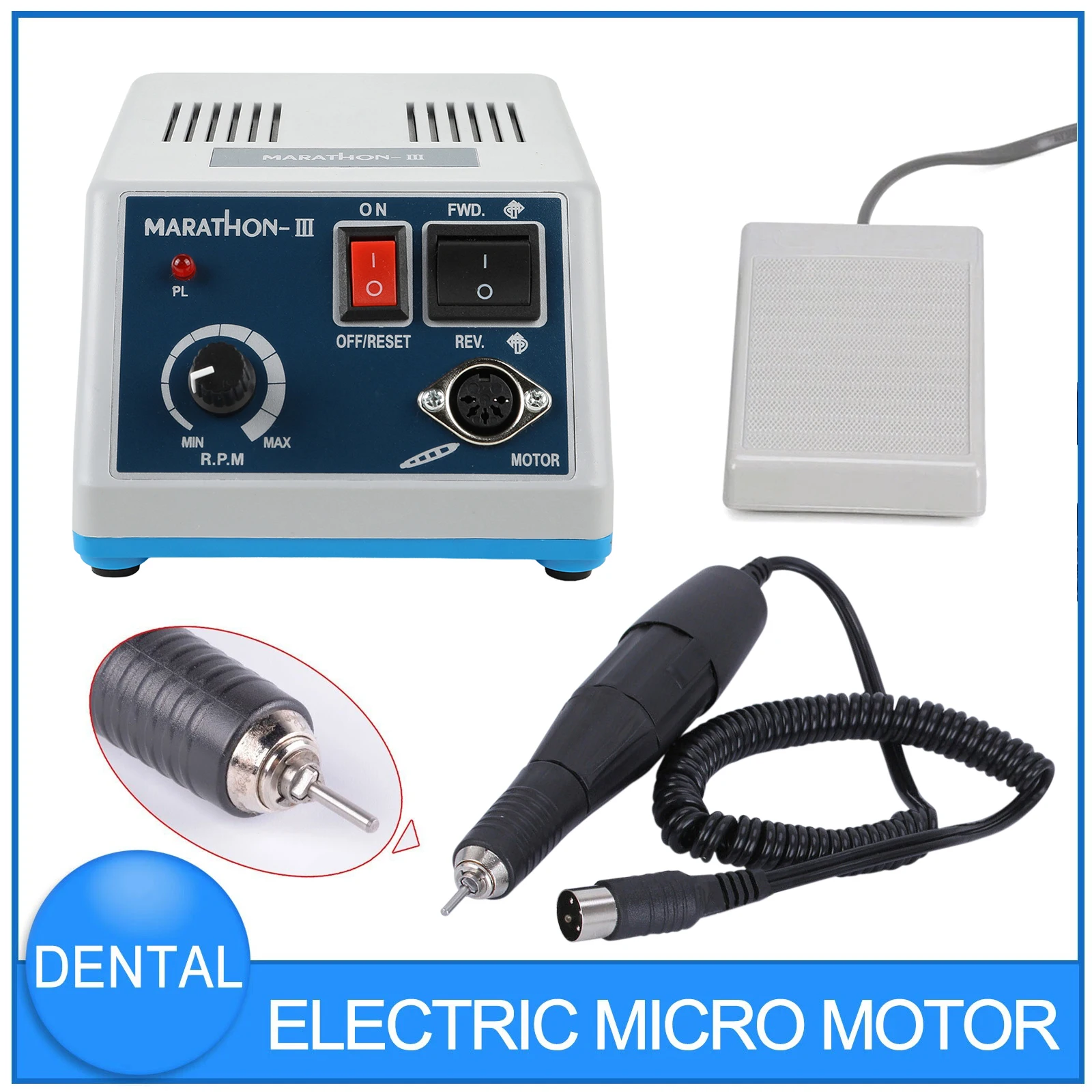 Micromotor Pulidor Multiusos Marathon para Laboratorio Dental 110/220V N3+35K RPM, Pieza de Mano para Pulido, Industria de Joyería