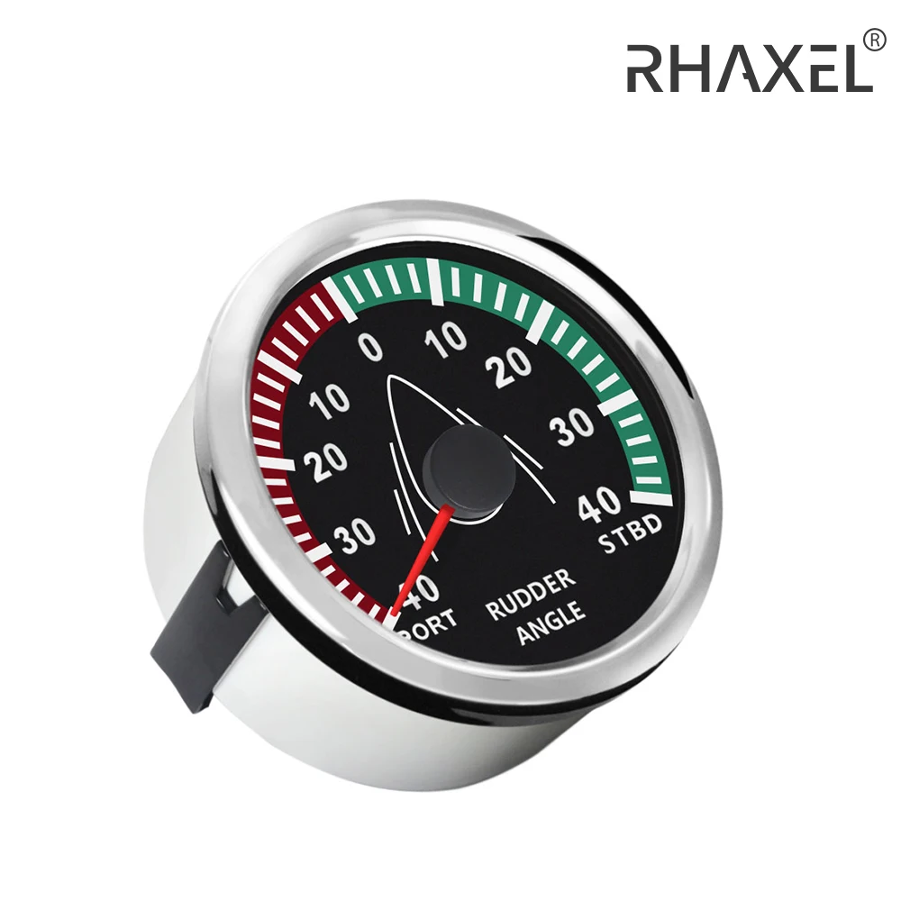 RHAXEL 52mm 85mm Waterproof Rudder Angle Indicator Gauge Meter 0-190ohm for Marine Boat with Red Backlight 12V/24V