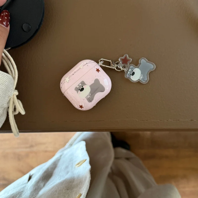 スプラッシュインクグレー子犬イヤホンケース Appleairpods3/4対応漫画ペンダントPRO2/PRO3個性