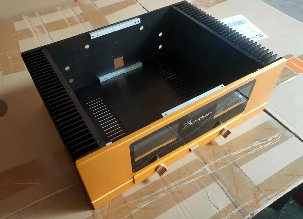 Accuphase All aluminum amplifier chassis / Preamplifier case VU meter AMP Enclosure DIY box with heatsink on both side