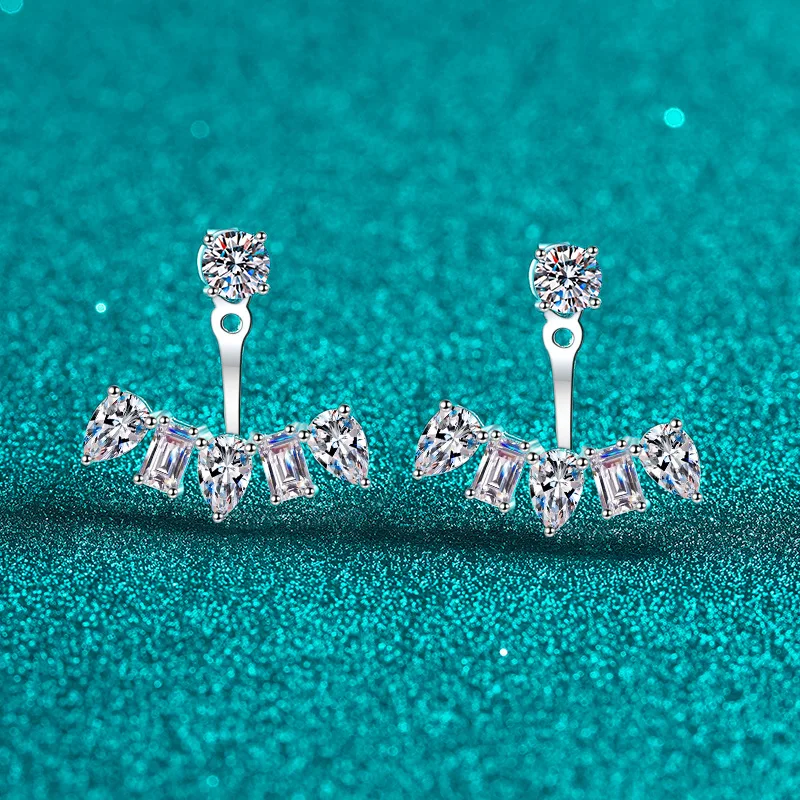 

100% стерлингового серебра 925 пробы, 6,0 карат, серьги-гвоздики с муассанитом, для ювелирных украшений с имитацией бриллианта, свадебной вечеринки