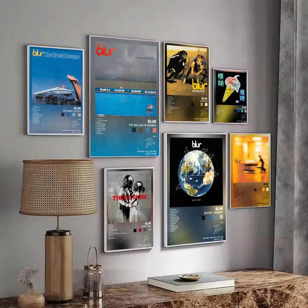 Rock Band Album B-Blur Poster Decorative Stickers Wall Art Mural Photo Design for Home Living Room Hallway Decor Gift