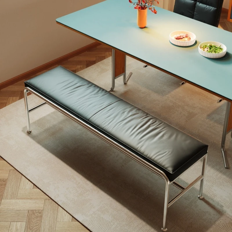 

Bench dining chair designer home dining table island bench stainless steel upholstery shoe stool