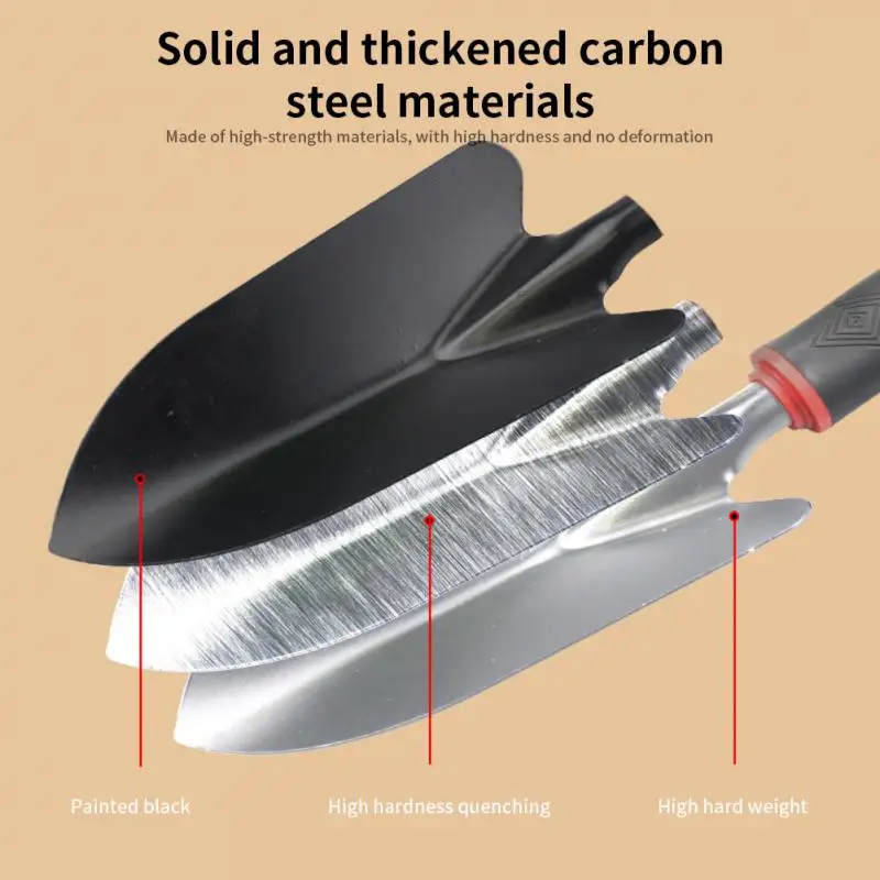 Садовая лопата с пятью зубьями, большая лопата и маленькая лопата, двойного назначения, садовые инструменты с черной резиновой ручкой