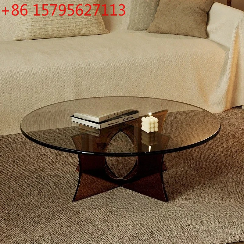 

Acrylic round coffee table living room household small apartment minimalist light luxury modern small table tea table