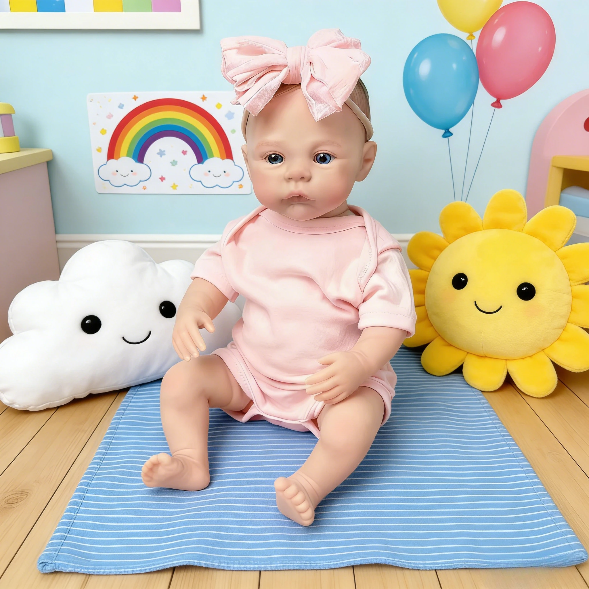 48CM Meadown Reborn Dolls Cute Baby Toy with Full Vinyl Body Toddler Play House Fashion Gift for Children