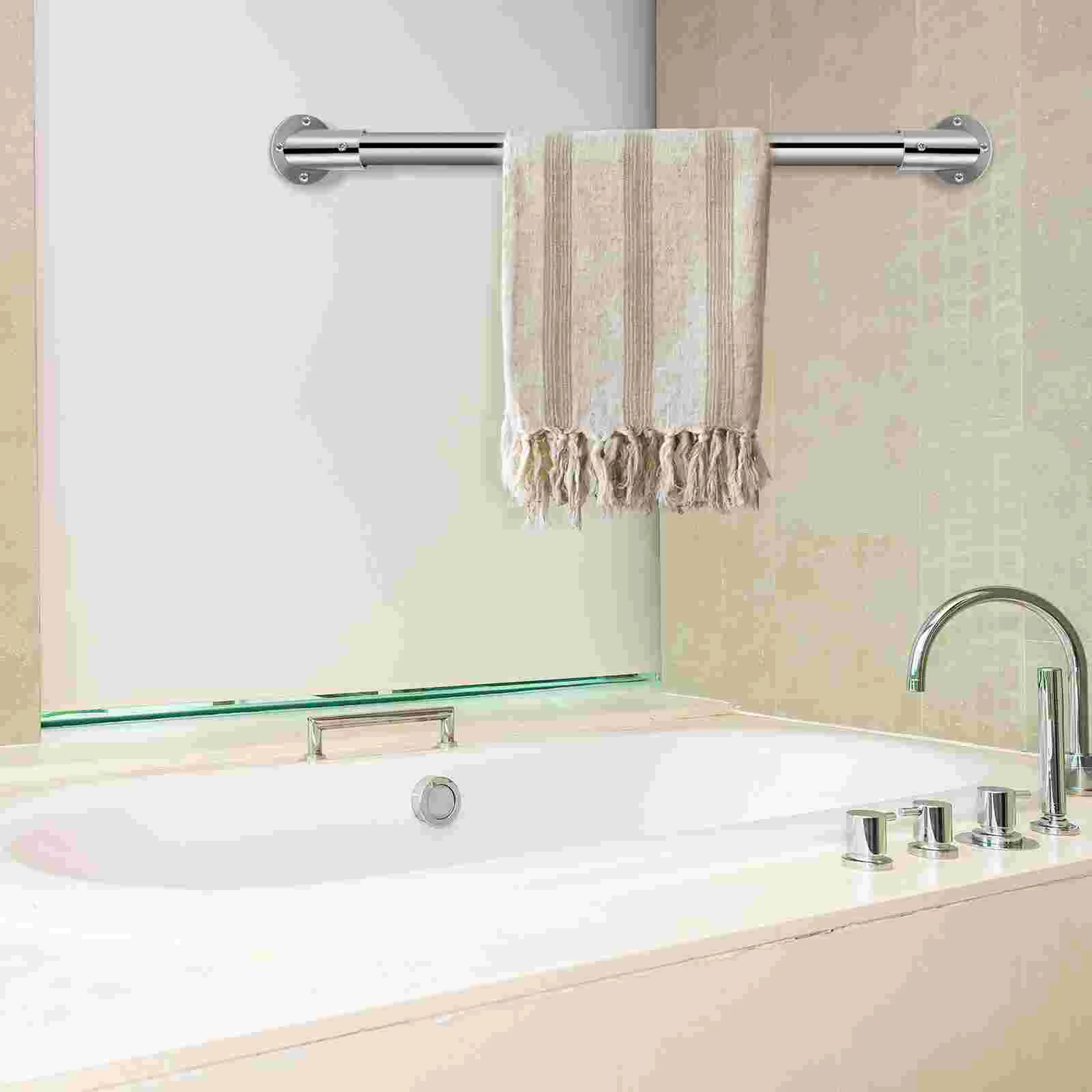 2 Pcs Bevel Angle Flange Base Stainless Steel Bracket Shower Curtain Socket Wardrobe Rod Support Closet Bar Holder Easy Install