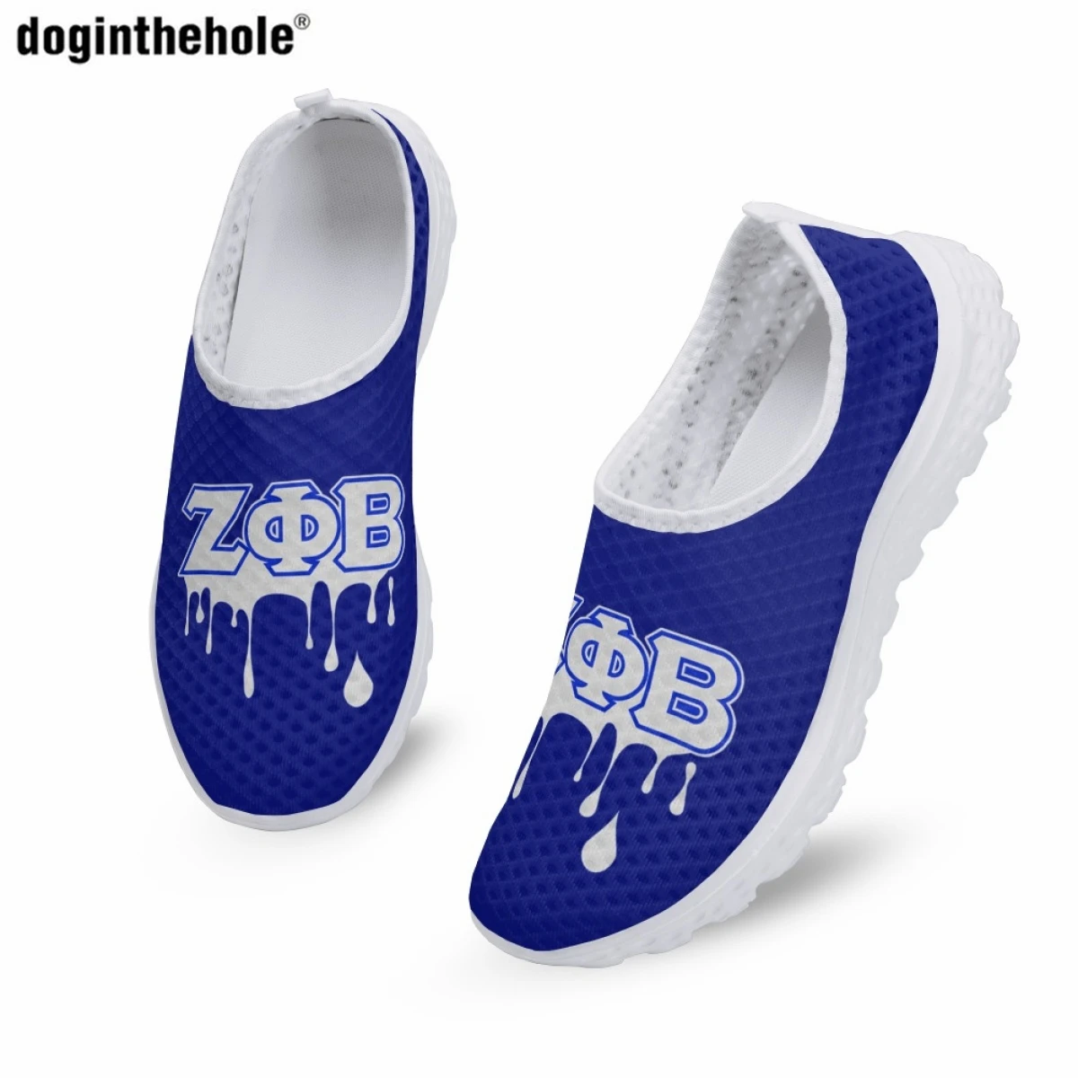 Doginthehole Phi Beta Sigma Sorority Fashion Casual Ladies Flat Shoes New Hot Summer Comfortable Breathable Mesh Shoe for Women