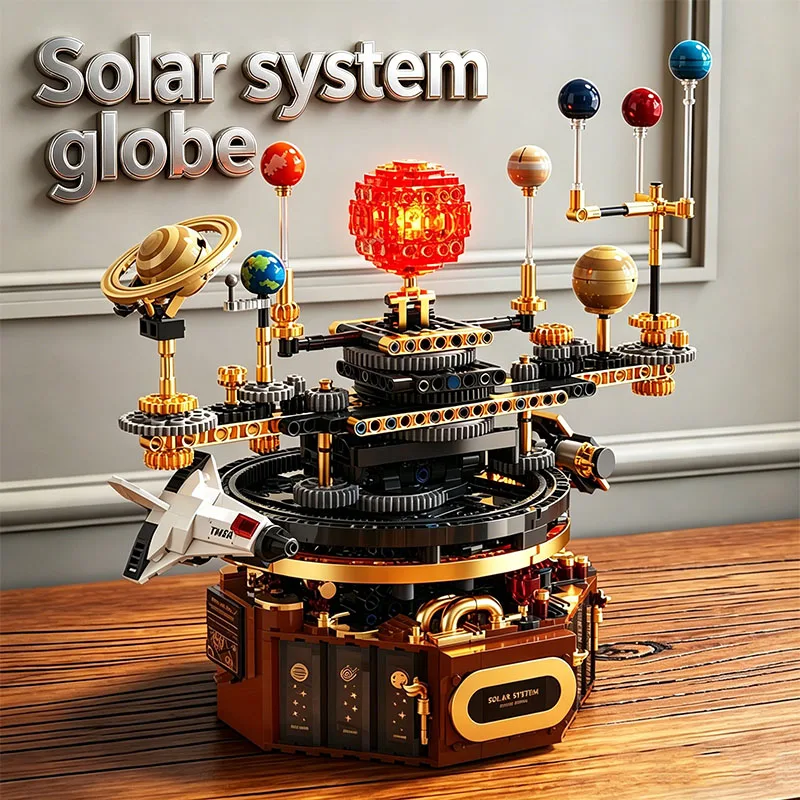 

Solar System Globe Building Blocks Mechanical Space Planetarium Building Blocks Decoration Kids Toy Christmas Holiday Gift
