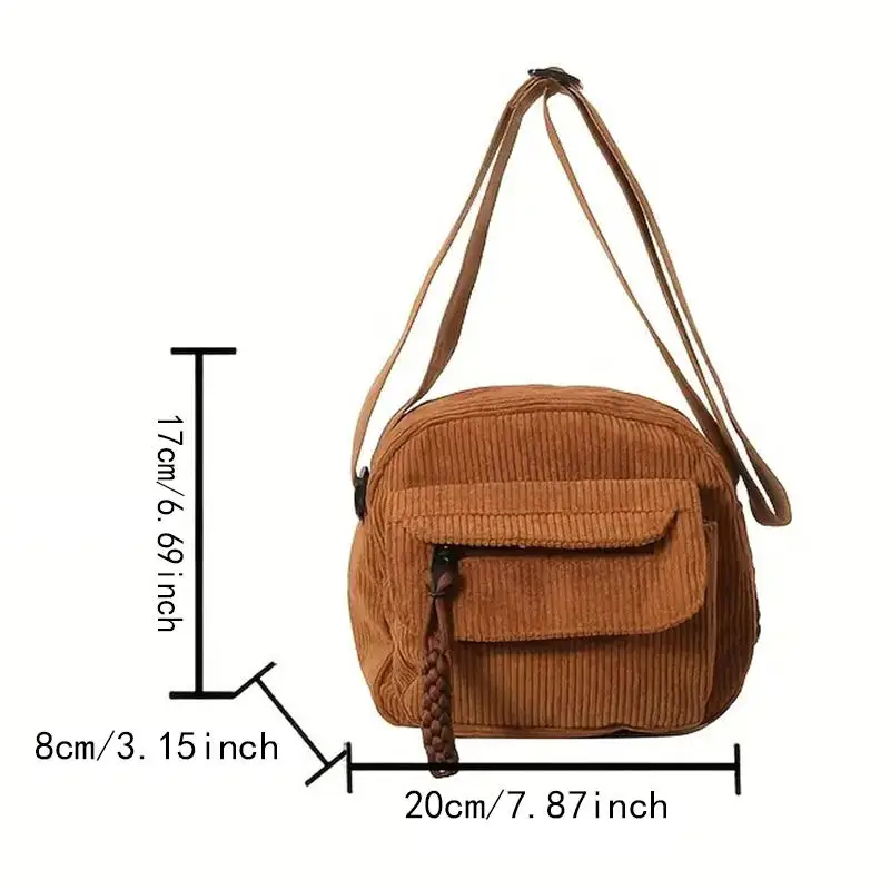 Borsa a tracolla piccola da donna in velluto a coste Borsa a tracolla per ragazza adolescente Bolsa Borsa carina per studenti Borse a tracolla Harajuku coreane da strada