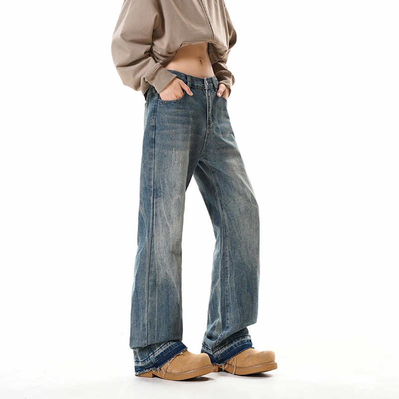 

Модные джинсы с принтом для мужчин, коллекция Весна/Лето 2026 - прямой крой, свободные длинные брюки