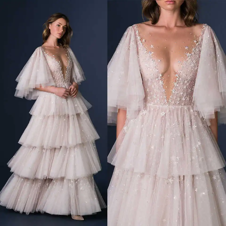 Vestidos de noche elegantes Línea A Apliques de encaje Media manga Vestidos de fiesta Vestidos de fiesta Vestidos de fiesta hechos a medida فساتmavera