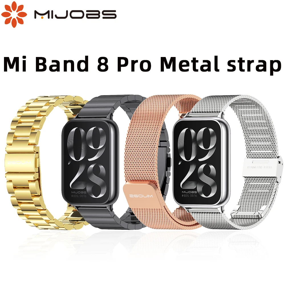 Strap for Xiaomi Mi Band 8 Pro Smart Bracelet Replacement Metal Mesh Stainless Steel Watch Band for Mi Band 8 Pro