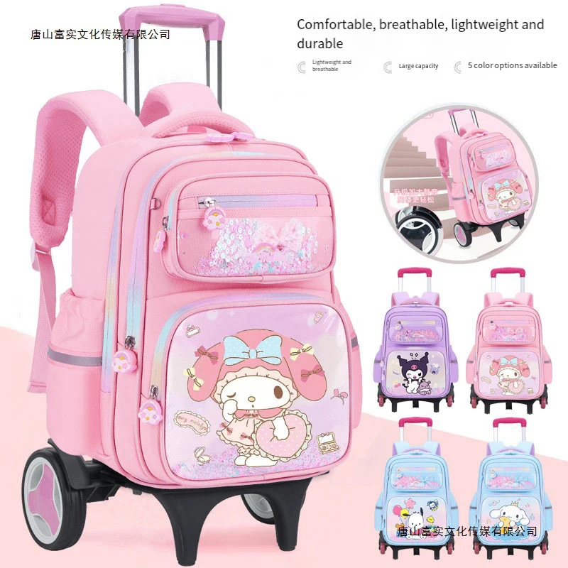 Nouveau Filles chariot sac d'école étudiant sac à dos Oxford tissu Anime Figure grande capacité Kawaii dessin animé léger étanche à l'eau